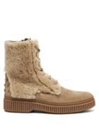 Matchesfashion.com Tod's - Shearling And Suede Ankle Boots - Womens - Light Tan