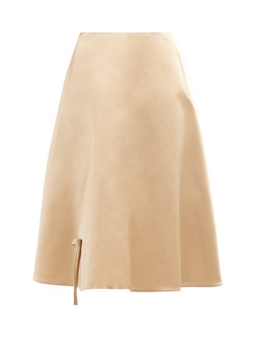Matchesfashion.com Prada - Bow Detail Silk Satin Skirt - Womens - Beige