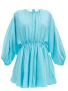 Matchesfashion.com Loup Charmant - Kitta Organic-cotton Mini Dress - Womens - Blue