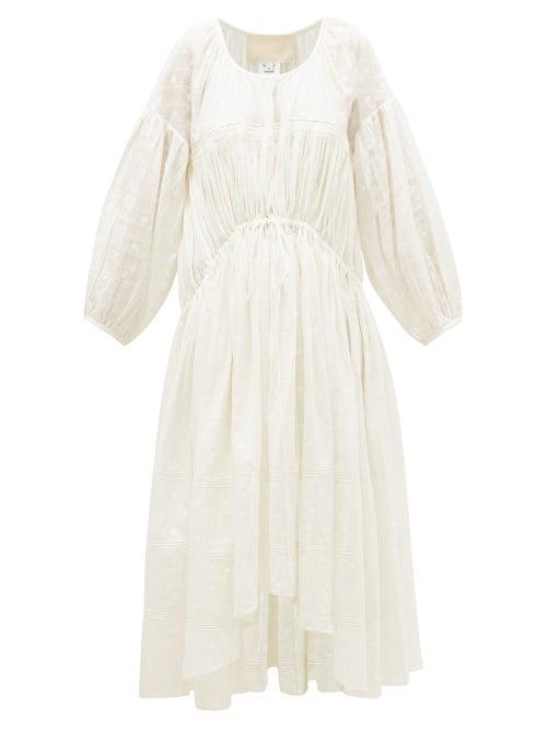 Matchesfashion.com Anaak - Jaipur Poet Drawcord-waist Cotton Dress - Womens - White