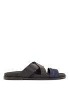 Matchesfashion.com Casablanca 1942 - Yako Raffia And Leather Cross-strap Sandals - Mens - Black Multi
