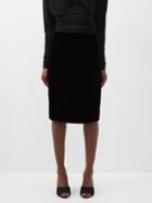 Saint Laurent - Velvet Midi Pencil Skirt - Womens - Black