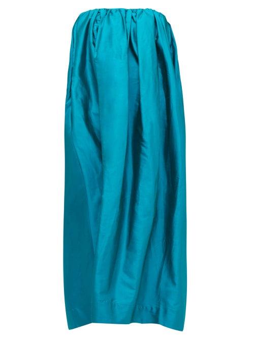 Matchesfashion.com Marques'almeida - Gathered Silk-taffeta Dress - Womens - Blue