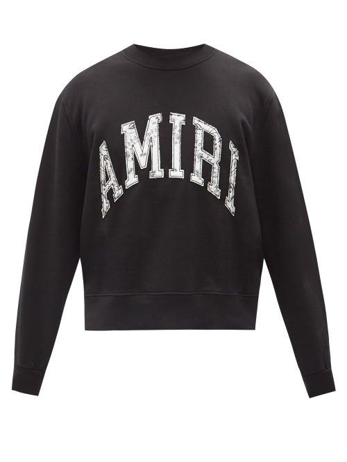 Matchesfashion.com Amiri - Logo-appliqu Cotton-jersey Sweatshirt - Mens - Black