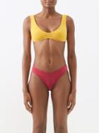 Zimmermann - Jude Scoop-neck Cotton-blend Terry Bikini - Womens - Yellow Red