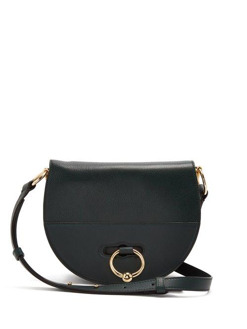 Matchesfashion.com Jw Anderson - Latch Halfmoon Leather Cross Body Bag - Womens - Dark Green