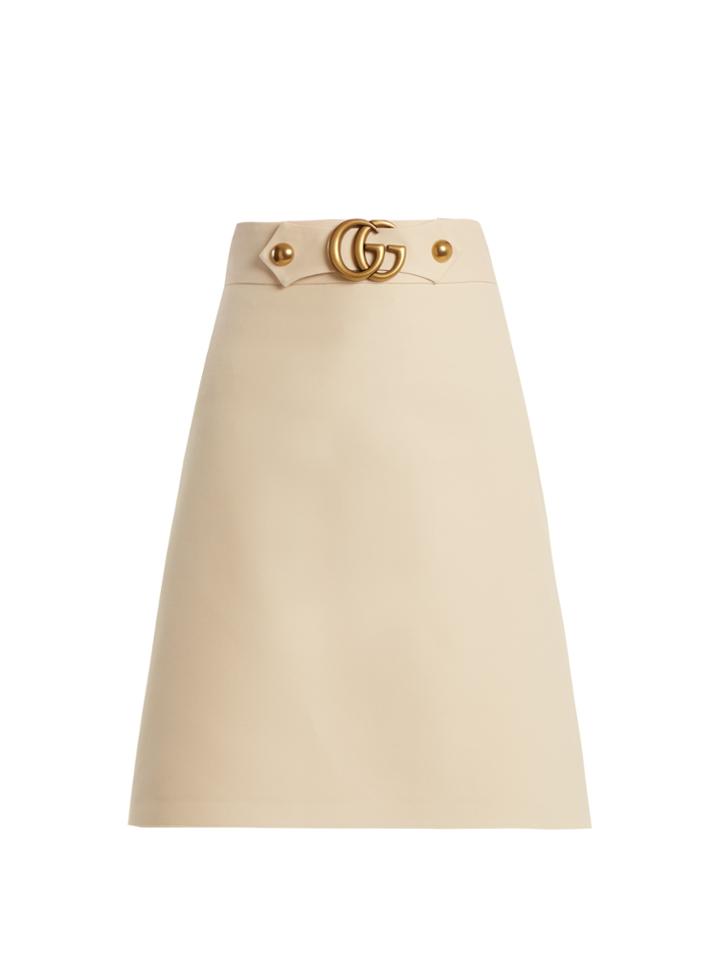 Gucci Gg Wool And Silk-blend Cady A-line Skirt