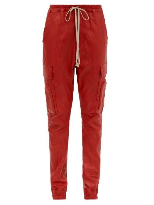 Matchesfashion.com Rick Owens - Drawstring Bonded Leather Trousers - Womens - Red