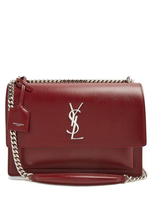 Matchesfashion.com Saint Laurent - Sunset Large Leather Shoulder Bag - Womens - Burgundy