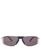 Matchesfashion.com Alexander Mcqueen - Acetate Bridge Rectangular Metal Sunglasses - Mens - Grey