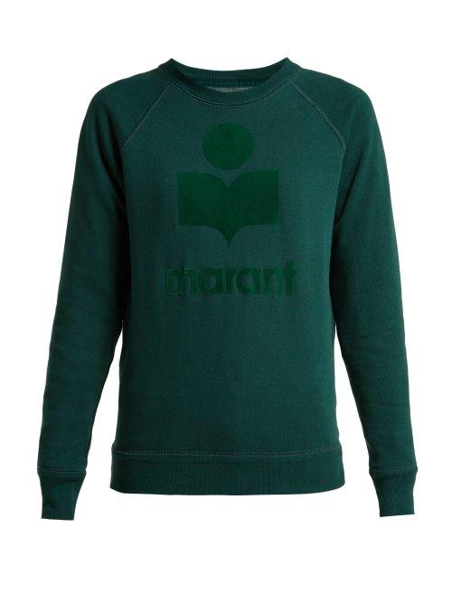 Matchesfashion.com Isabel Marant Toile - Milly Logo Cotton Blend Sweatshirt - Womens - Dark Green