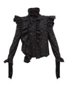 Matchesfashion.com Vetements - Ruffle Trim Floral Print Crepe Blouse - Womens - Black Multi