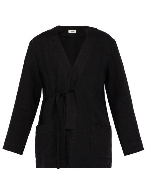 Matchesfashion.com Commas - Tie Side Linen Robe Shirt Jacket - Mens - Black