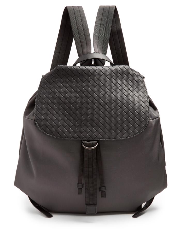Bottega Veneta Canvas And Intrecciato Leather Backpack
