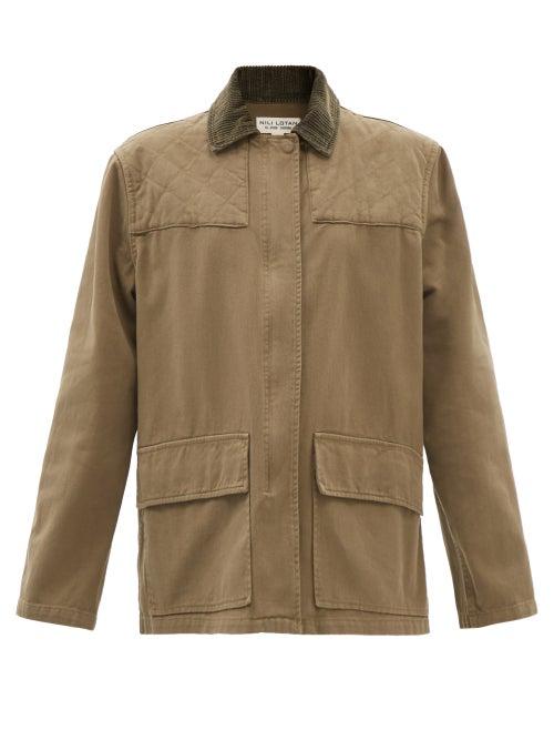 Nili Lotan - Melvin Brushed Cotton-twill Jacket - Womens - Olive Green