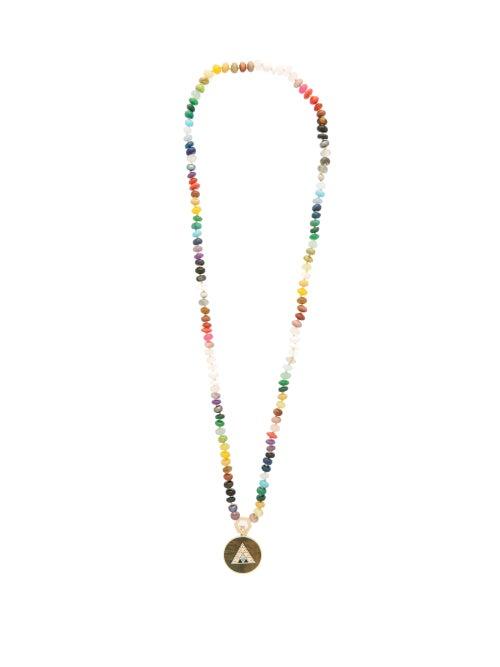 Matchesfashion.com Harwell Godfrey - Diamond, Tiger Eye & 18kt Gold Beaded Necklace - Womens - Blue Multi