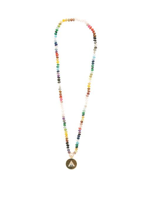 Matchesfashion.com Harwell Godfrey - Diamond, Tiger Eye & 18kt Gold Beaded Necklace - Womens - Blue Multi