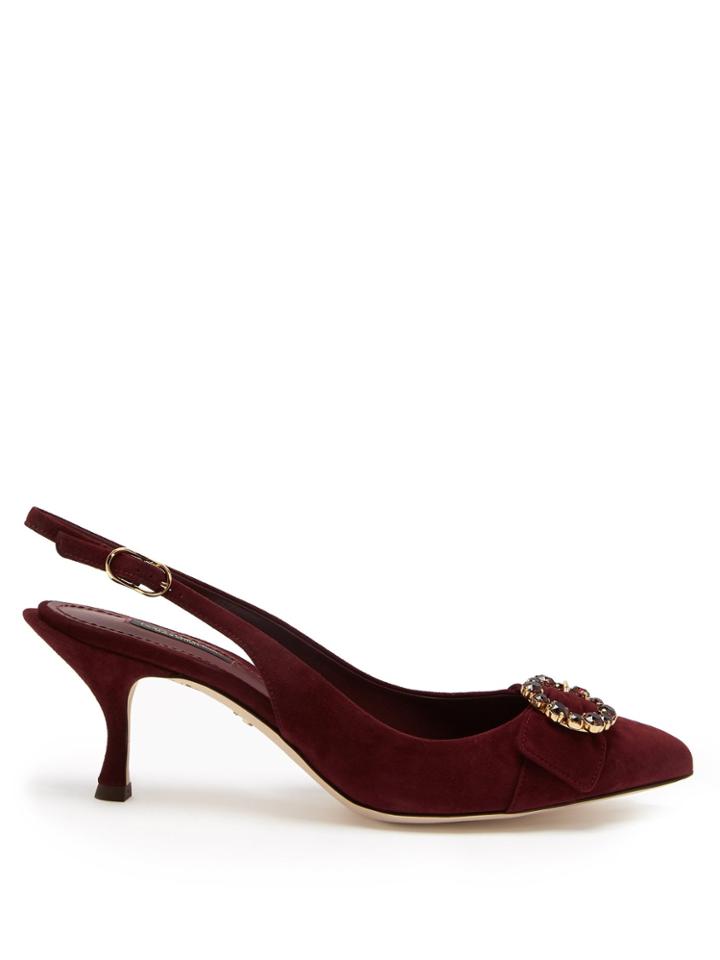 Dolce & Gabbana Crystal-embellished Suede Kitten-heel Pumps