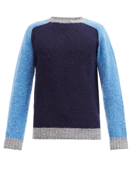 Matchesfashion.com Howlin' - Colour-block Wool Sweater - Mens - Blue Multi