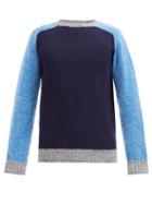 Matchesfashion.com Howlin' - Colour-block Wool Sweater - Mens - Blue Multi