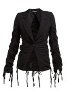 Matchesfashion.com Ann Demeulemeester - Drawstring Seam Tailored Wool Crepe Jacket - Womens - Black