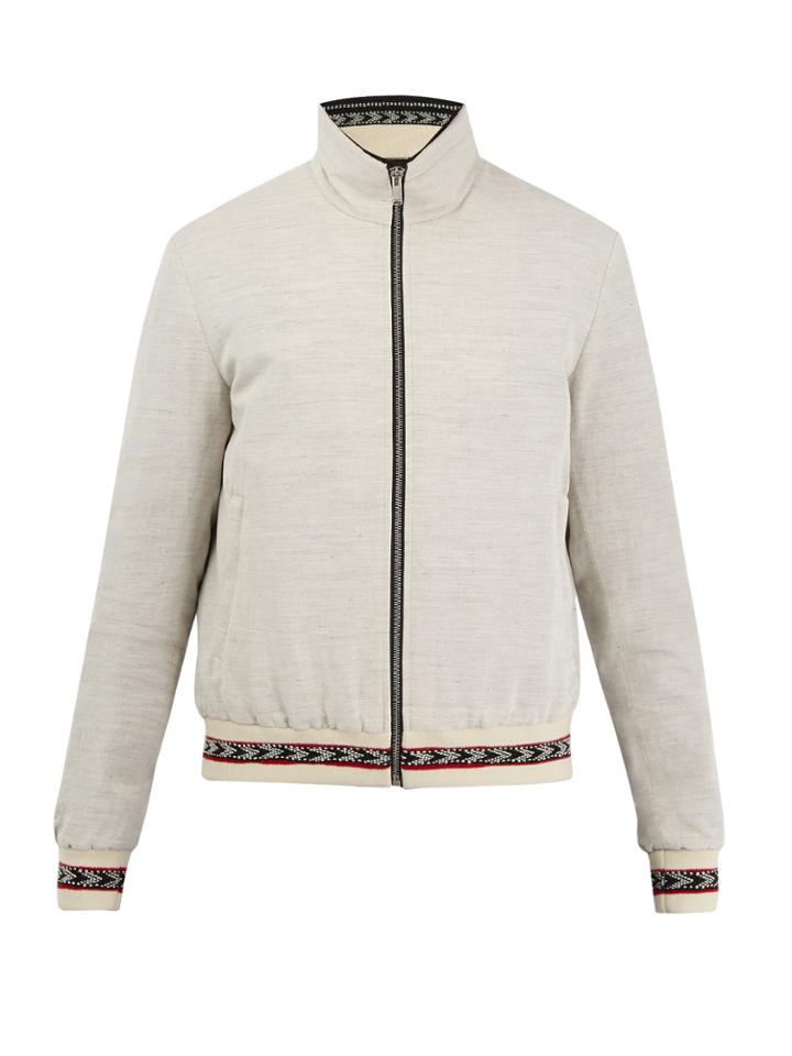Saint Laurent Contrast-trim Zip-through Bomber Jacket