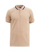 Matchesfashion.com Brunello Cucinelli - Striped-collar Cotton-piqu Polo Shirt - Mens - Light Brown