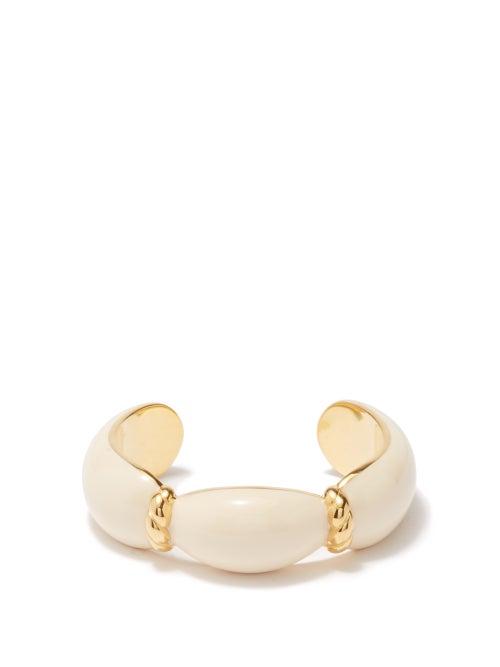 Aurlie Bidermann - Marlne Enamelled 18kt Gold-plated Cuff - Womens - Ivory