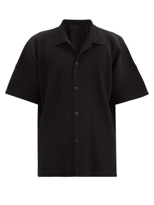 Matchesfashion.com Homme Pliss Issey Miyake - Technical-pleated Cuban-collar Shirt - Mens - Black