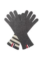 Matchesfashion.com Thom Browne - Tricolor Striped-cuff Gloves - Mens - Grey