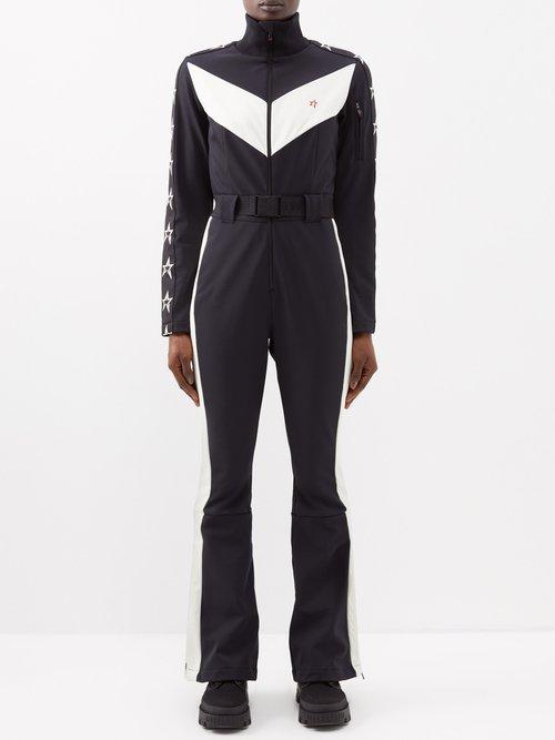 Perfect Moment - Ryder Star-jacquard Softshell Ski Suit - Womens - Black