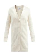 Ganni - Crystal-button Ribbed Longline Cardigan - Womens - Cream