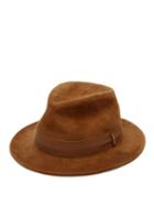 Matchesfashion.com Borsalino - Quilted Brim Suede Trilby Hat - Mens - Brown