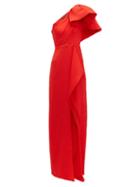 Matchesfashion.com Roland Mouret - Belhaven Silk Seersucker Gown - Womens - Red