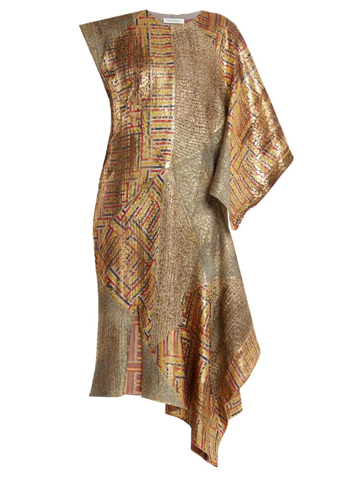 J.w.anderson Asymmetric-detail Patchwork Jacquard Dress
