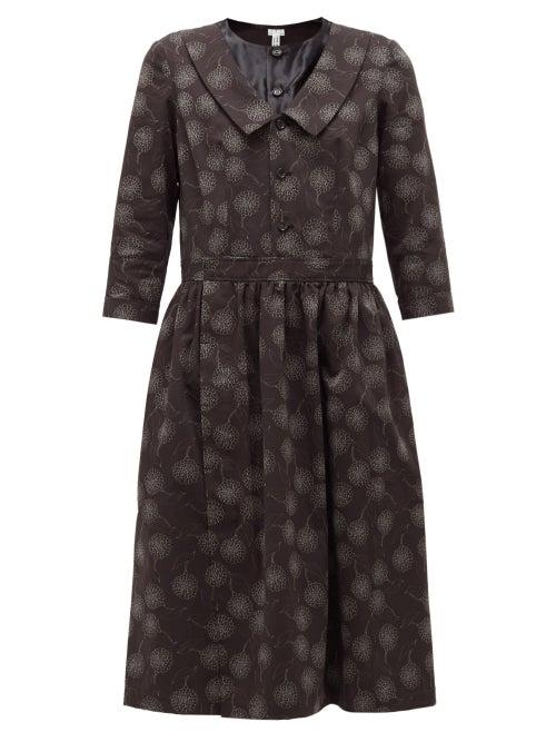 Matchesfashion.com Comme Des Garons Comme Des Garons - Floral-print Cotton-crepe Dress - Womens - Black