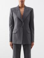 Gabriela Hearst - Leiva Single-breasted Pinstriped Wool Suit Jacket - Womens - Light Grey
