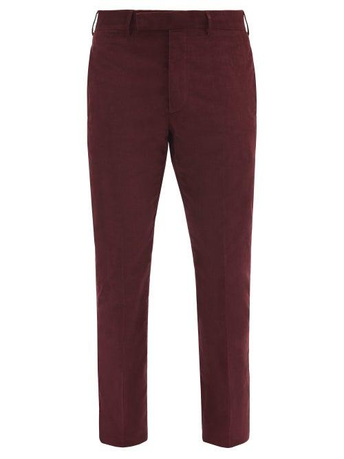 Matchesfashion.com Gabriela Hearst - Ernest Cotton-corduroy Slim-leg Trousers - Mens - Burgundy