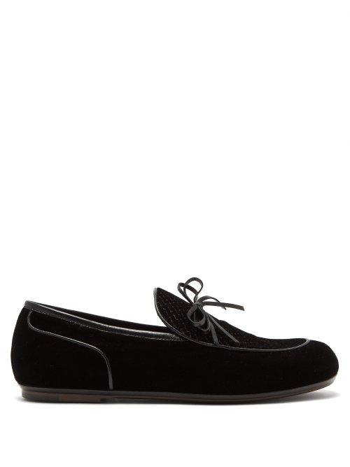 Matchesfashion.com Bottega Veneta - Trinity Velvet Loafers - Mens - Black