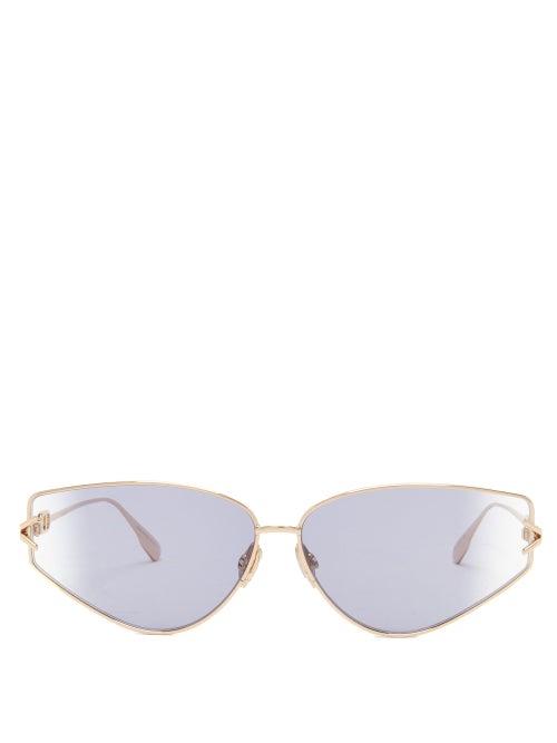 Matchesfashion.com Dior Eyewear - Diorgypsy2 Small Cat-eye Metal Sunglasses - Womens - Blue