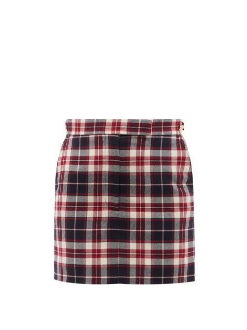Ladies Rtw Thom Browne - Checked Wool-flannel Mini Skirt - Womens - Multi