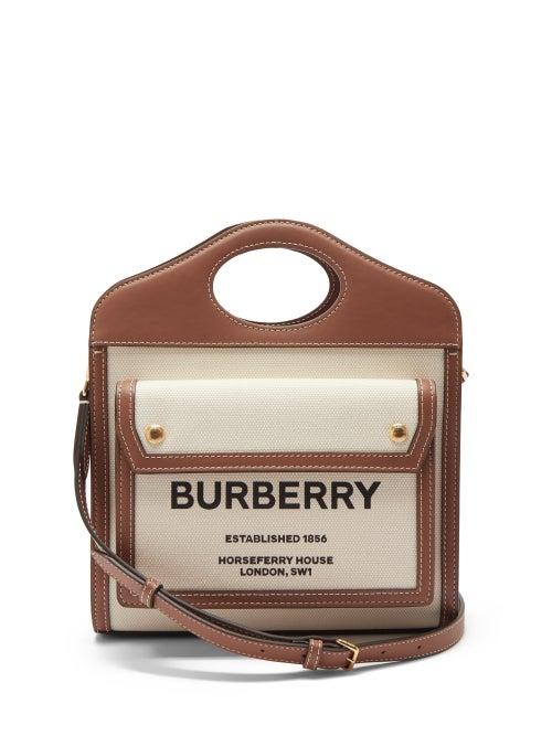 Burberry - Pocket Mini Leather-trim Canvas Cross-body Bag - Womens - Brown Multi
