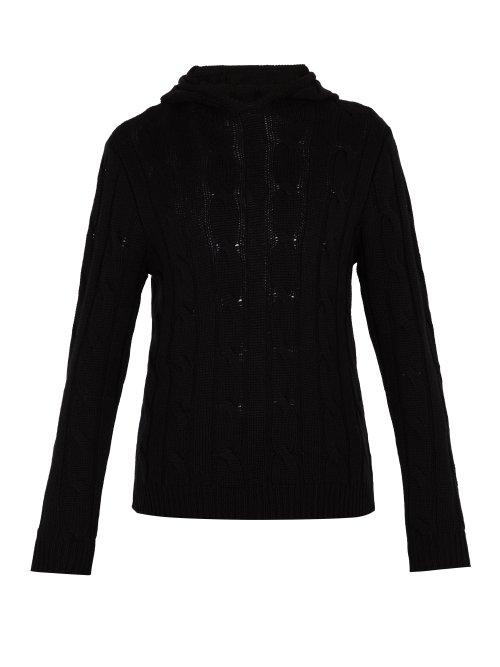 Matchesfashion.com Ralph Lauren Purple Label - Cable Knit Cashmere Hooded Sweater - Mens - Black