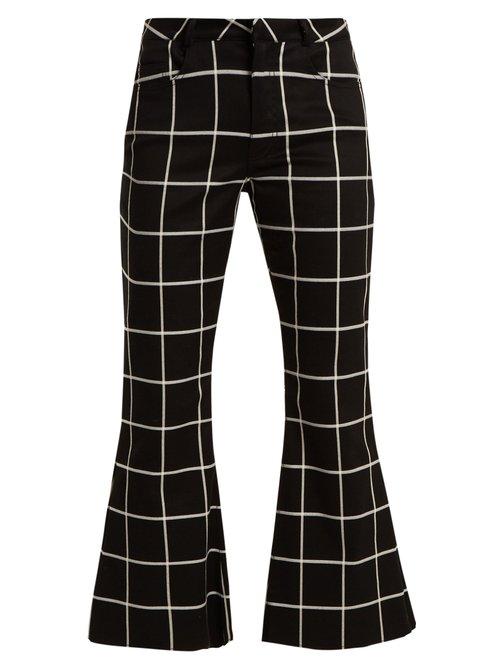 Matchesfashion.com Marques'almeida - Checked Slim Leg Cotton Blend Trousers - Womens - Black White