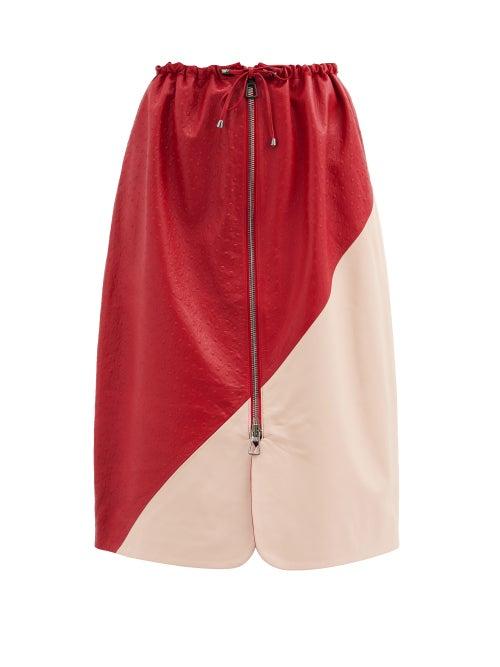 Matchesfashion.com Dodo Bar Or - Jonna Drawstring Leather Skirt - Womens - Red Multi