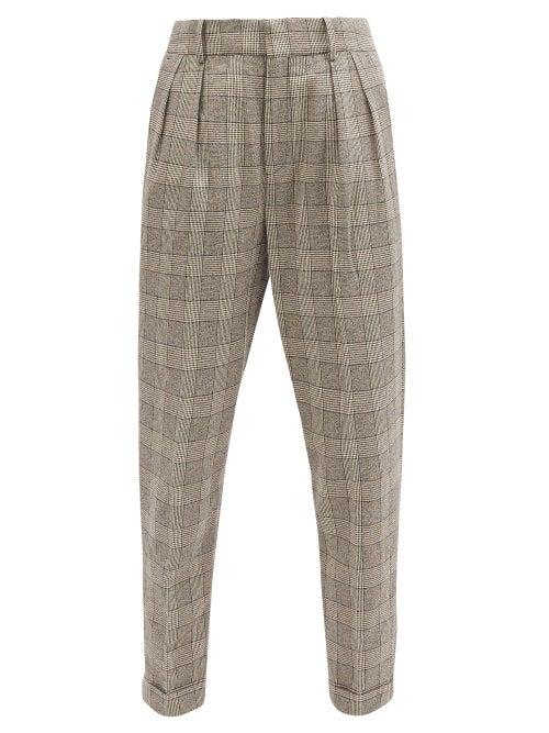 Matchesfashion.com Isabel Marant - Magali High-rise Prince Of Wales-check Trousers - Womens - Grey