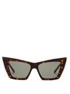 Matchesfashion.com Saint Laurent - Pointed Cat-eye Acetate Sunglasses - Womens - Tortoiseshell