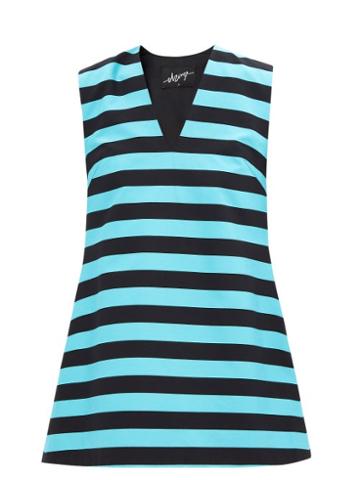 Elzinga - V-neck Striped A-line Mini Dress - Womens - Blue Multi