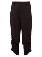 Matchesfashion.com Noir Kei Ninomiya - Ruched Cuff Cropped Wool Trousers - Womens - Black