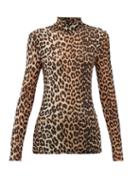 Matchesfashion.com Ganni - Leopard-print Roll-neck Mesh Top - Womens - Leopard
